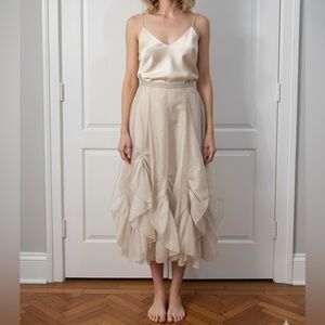 Satin Champagne Women's Midi Skirt S